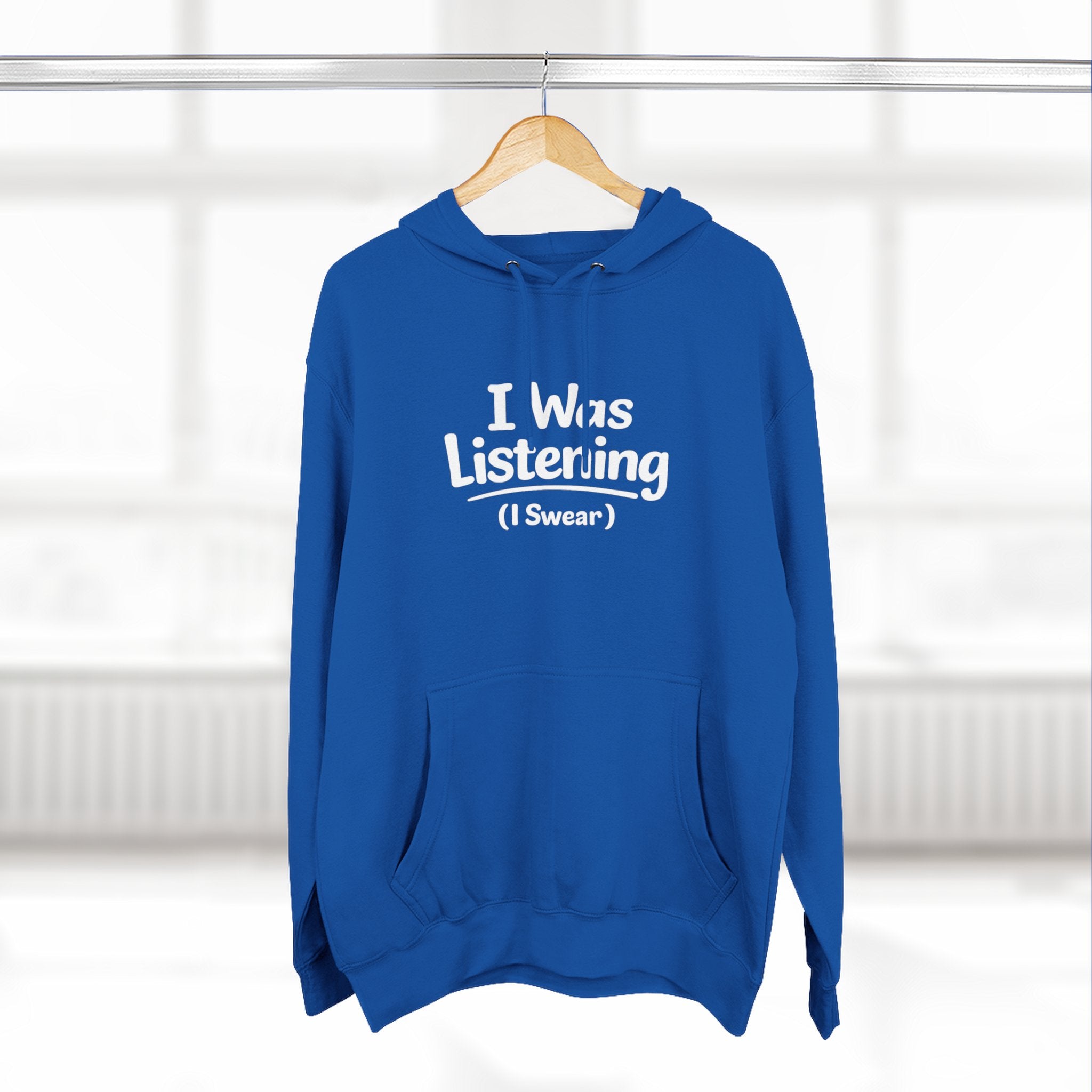 "I was listening (I swear)" Classic Three-Panel Fleece Hoodie — Cozy Lightweight Pullover