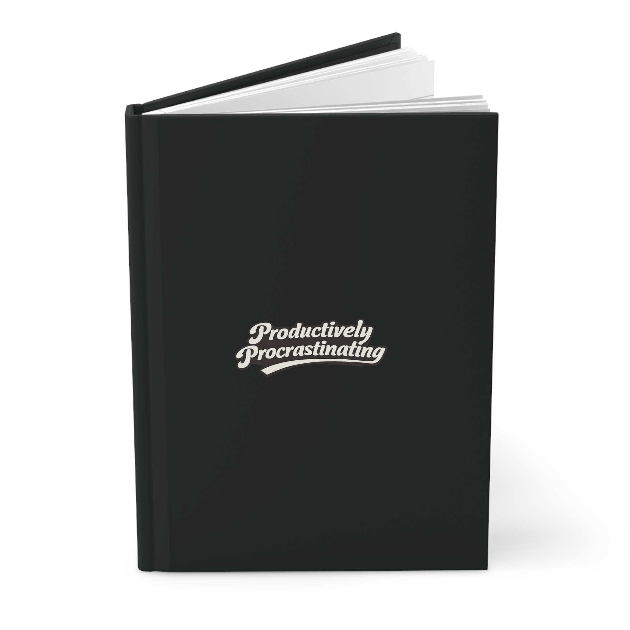 Productively Procrastinating Hardcover Journal — Matte Black Notebook for Productivity & Humor