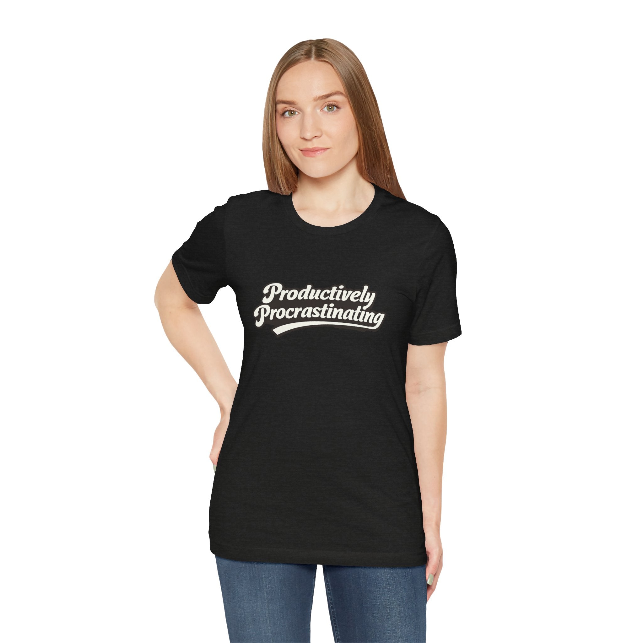Productively Procrastinating T-Shirt — Funny Retro Script Tee for Procrastinators