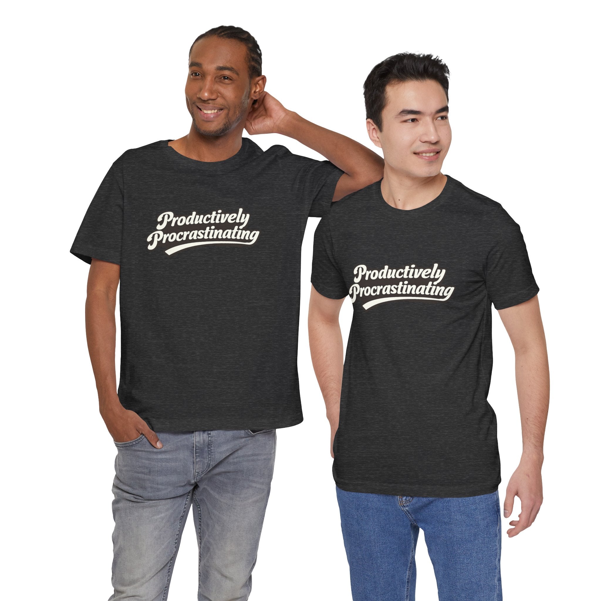 Productively Procrastinating T-Shirt — Funny Retro Script Tee for Procrastinators
